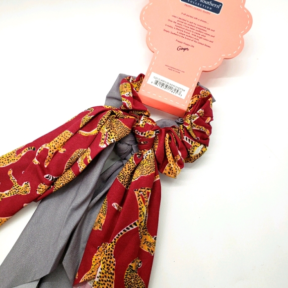 Simply Southern Scarf Scrunchies Set of 2 Cheetah - Picture 3 of 4